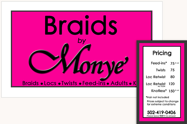 Braids By Monye Business Card